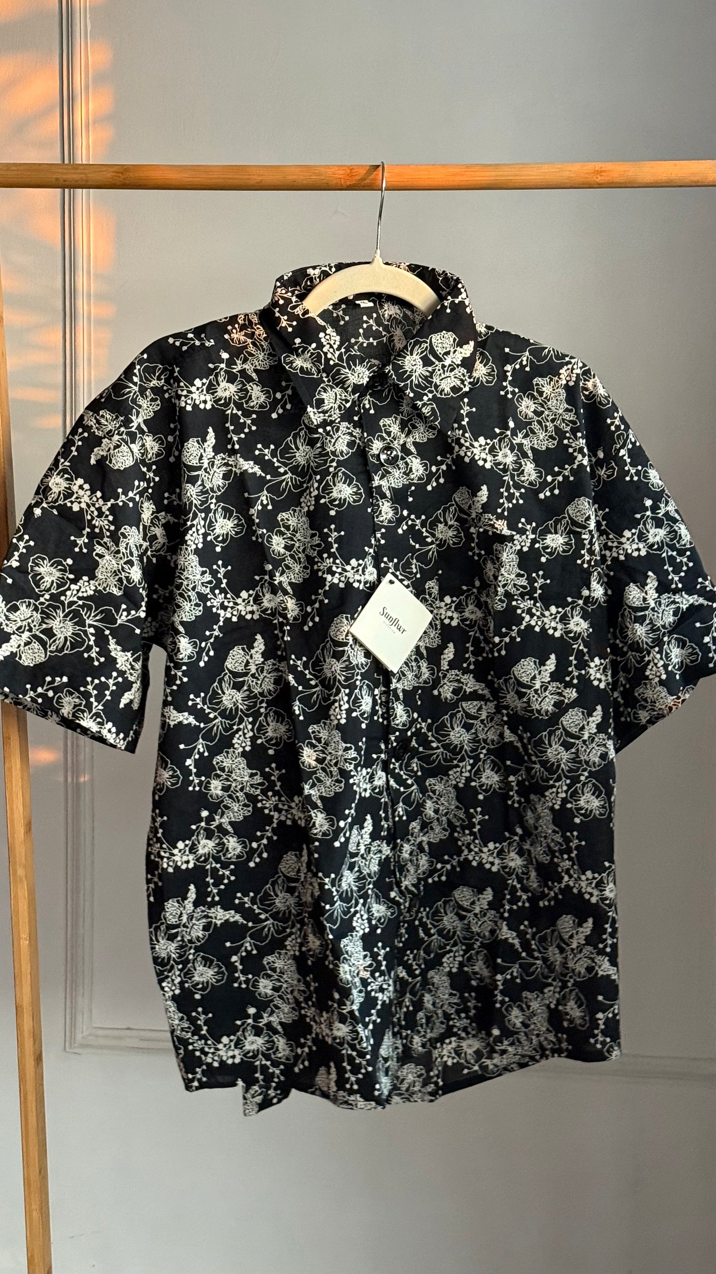 Black & White Floral Oversized Shirt