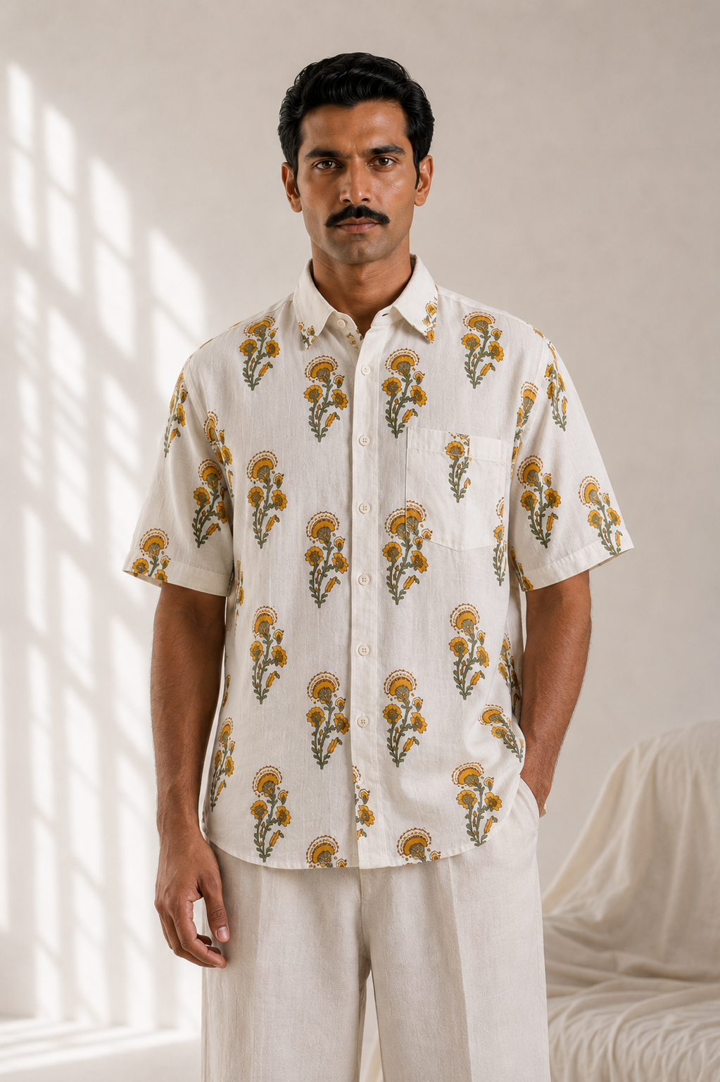 Yellow Kali Floral Oversized Shirt