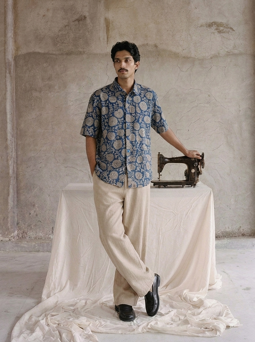 Neela Gulaab Oversized Cotton Shirt