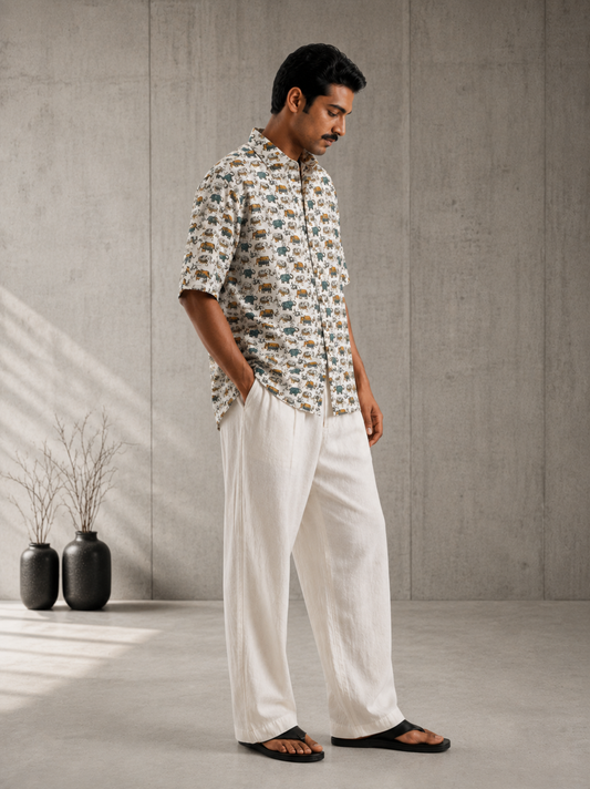 SunFlwr Signature Oversized Shirt Fit- Multi Color Elephant Print