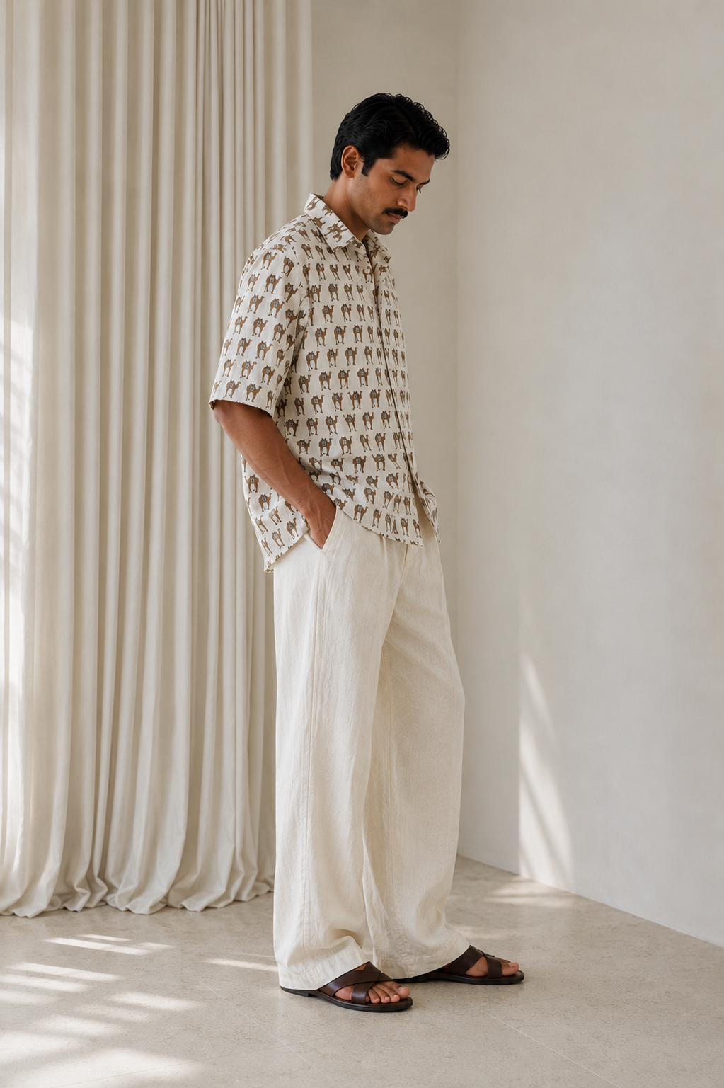 SunFlwr Signature Oversized Shirt Fit- Brown Oonth Shirt