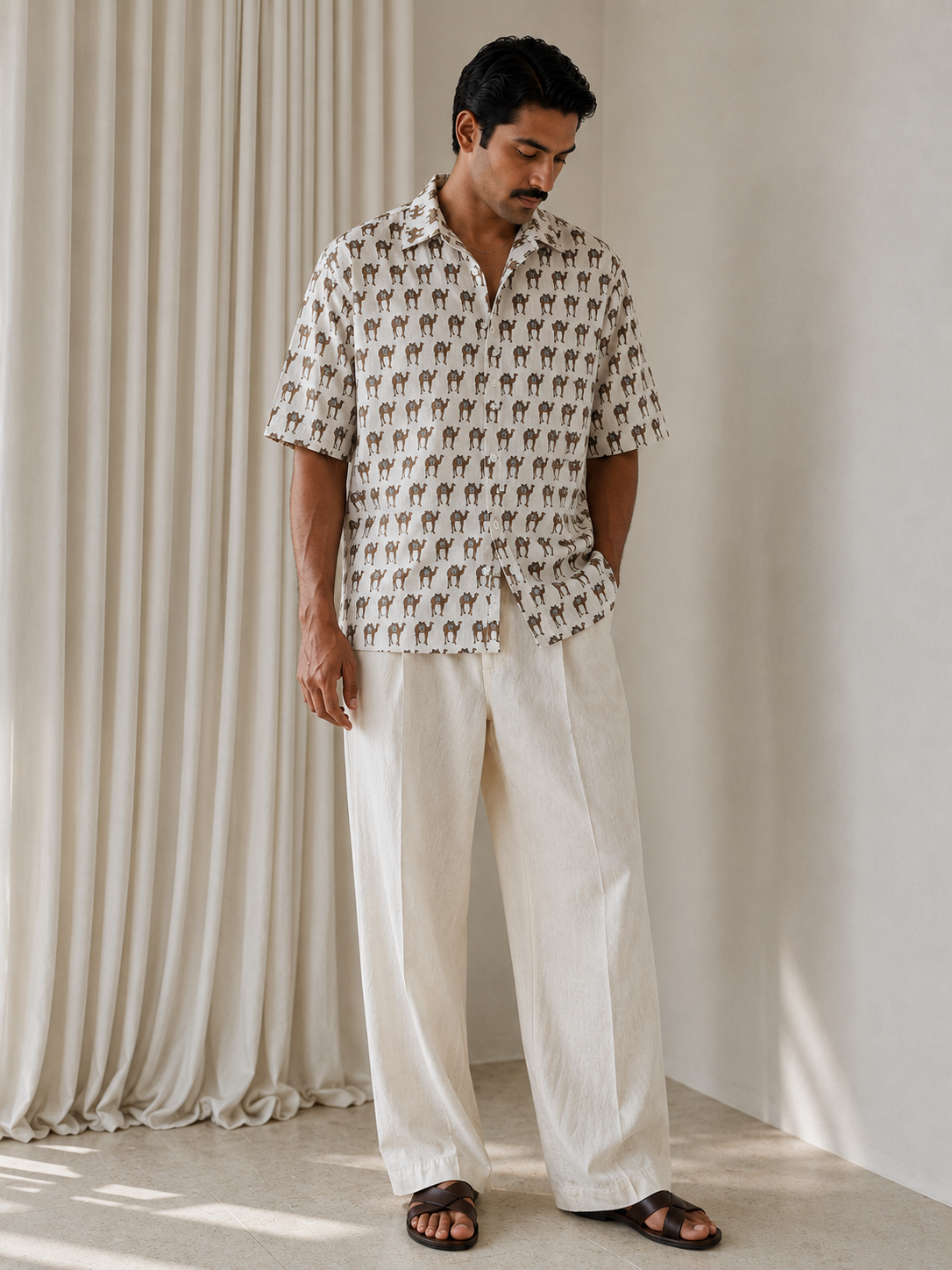 SunFlwr Signature Oversized Shirt Fit- Brown Oonth Shirt