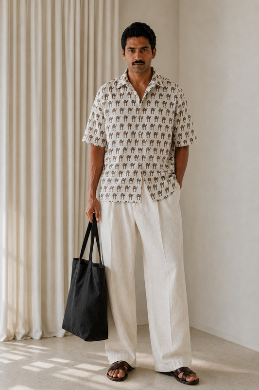 SunFlwr Signature Oversized Shirt Fit- Brown Oonth Shirt