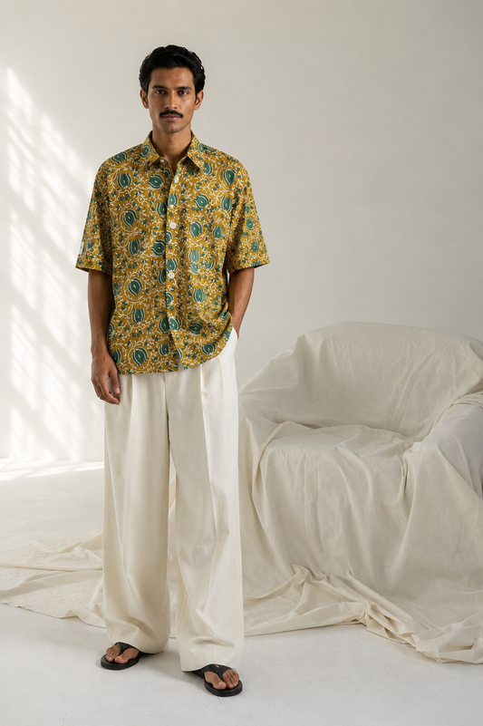 Mustard Green Oversized Shirt