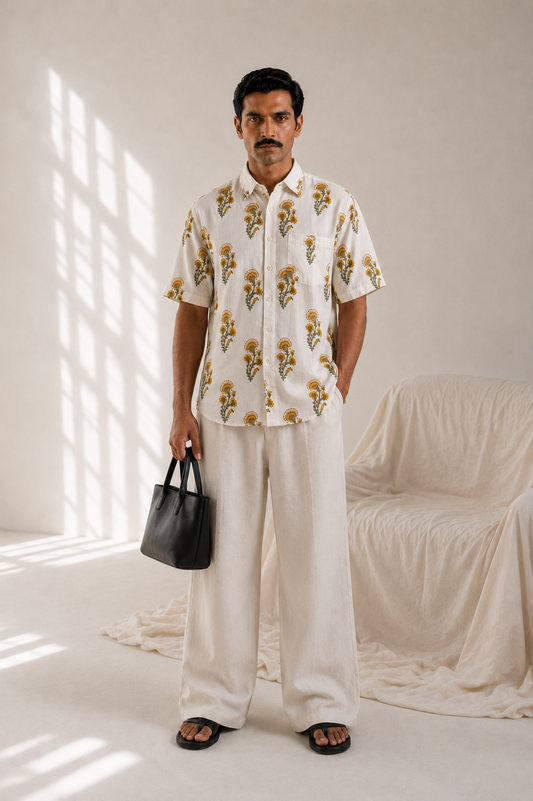Yellow Kali Floral Oversized Shirt