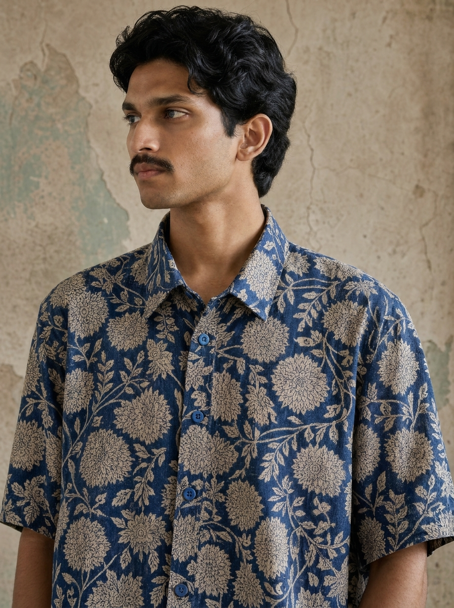 Neela Gulaab Oversized Cotton Shirt