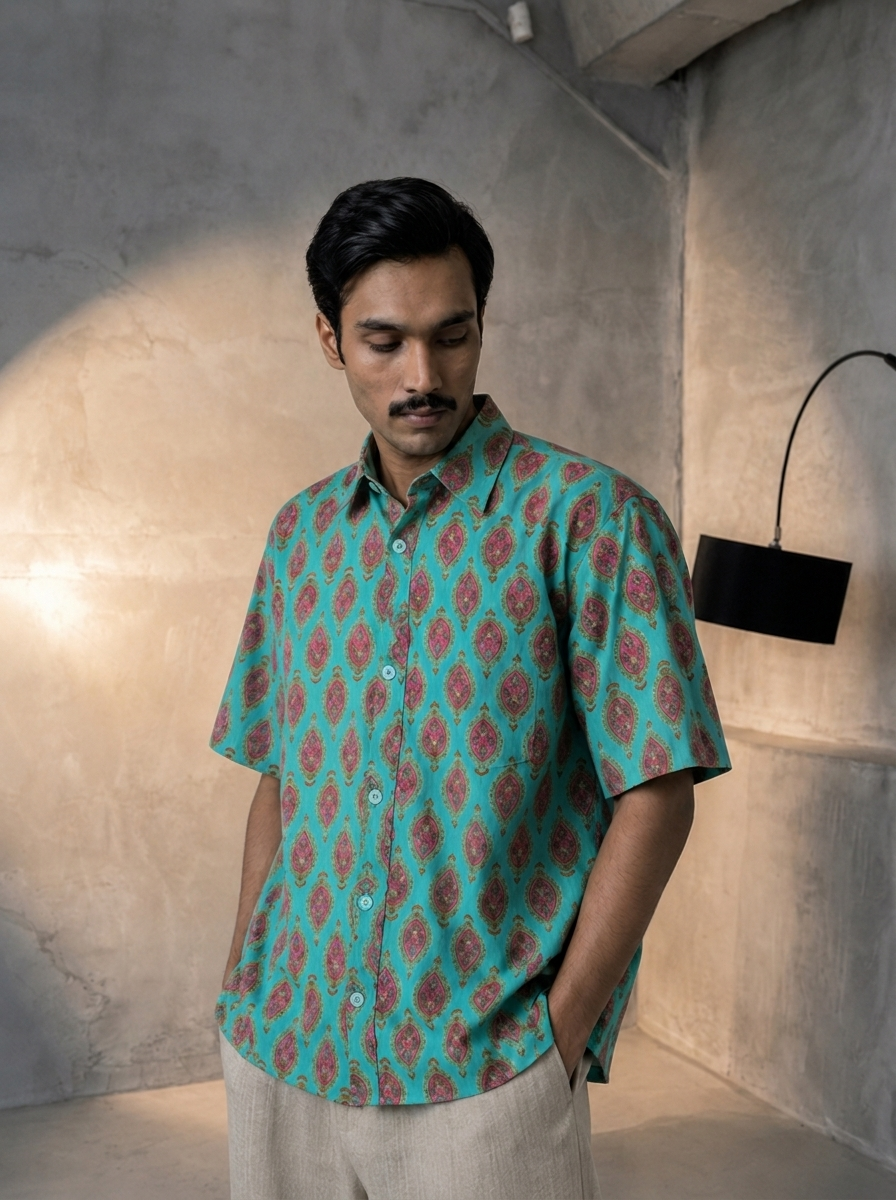 Green Kohinoor Oversized Shirt