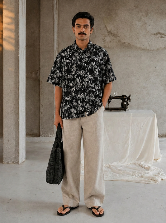 Black & White Floral Oversized Shirt