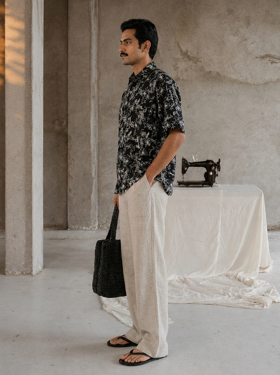 Black & White Floral Oversized Shirt