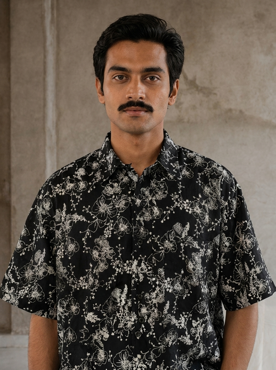 Black & White Floral Oversized Shirt