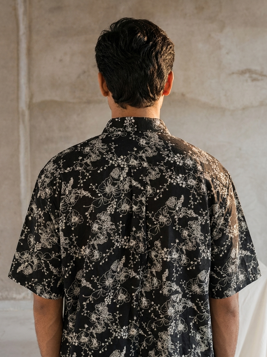 Black & White Floral Oversized Shirt
