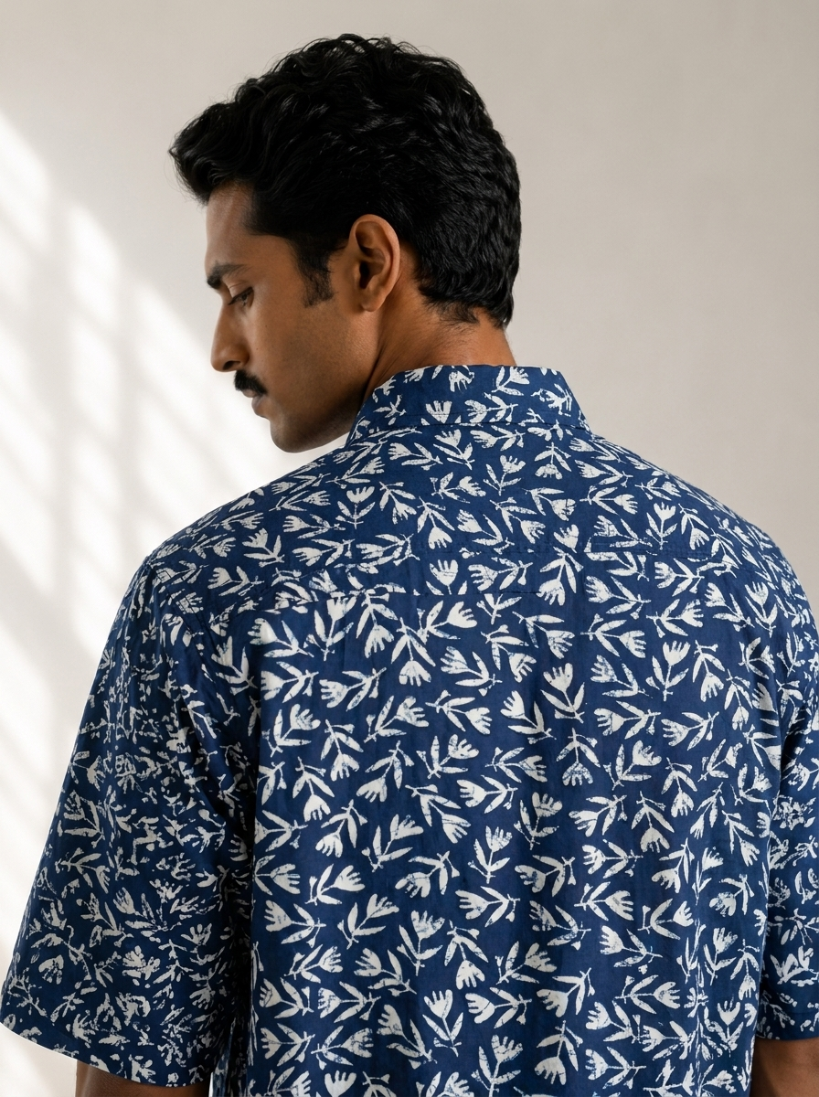 SunFlwr Signature Oversized Shirt- Santorini Blue Print